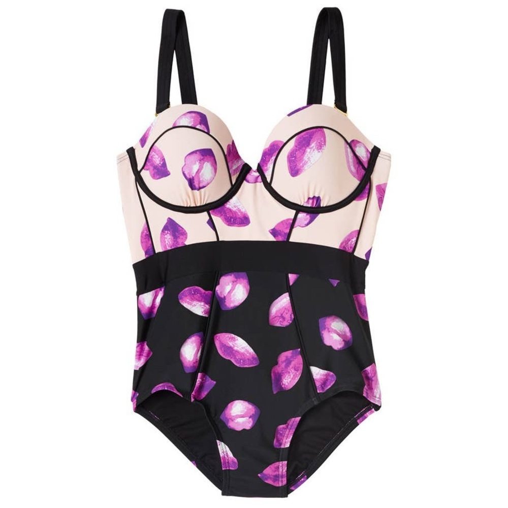 Swimsuits For All Black and Purple One Piece